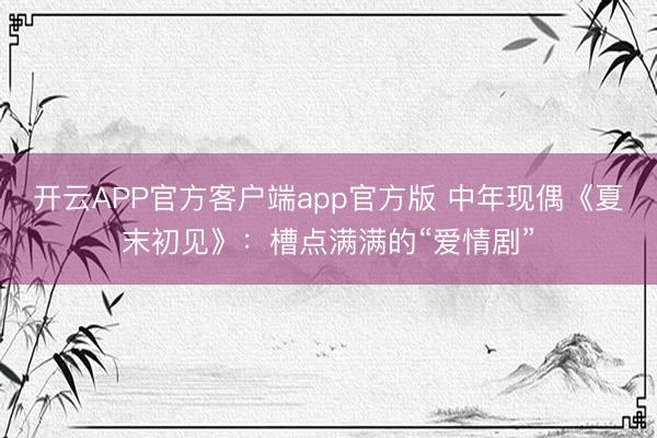 开云APP官方客户端app官方版 中年现偶《夏末初见》：槽点满满的“爱情剧”