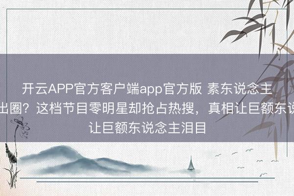 开云APP官方客户端app官方版 素东说念主把顶流挤出圈？这档节目零明星却抢占热搜，真相让巨额东说念主泪目