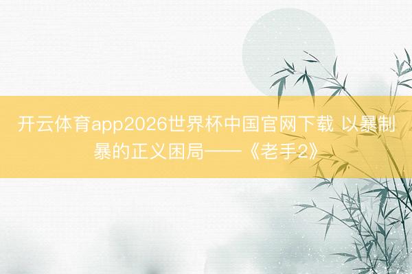 开云体育app2026世界杯中国官网下载 以暴制暴的正义困局——《老手2》