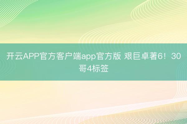 开云APP官方客户端app官方版 艰巨卓著6！30哥4标签
