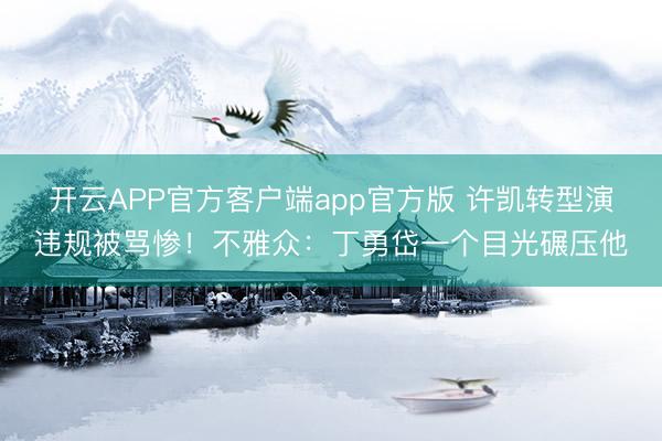 开云APP官方客户端app官方版 许凯转型演违规被骂惨!不雅众:丁勇岱一个目光碾压他