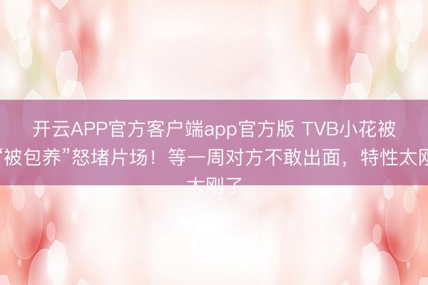 开云APP官方客户端app官方版 TVB小花被传“被包养”怒堵片场!等一周对方不敢出面,特性太刚了