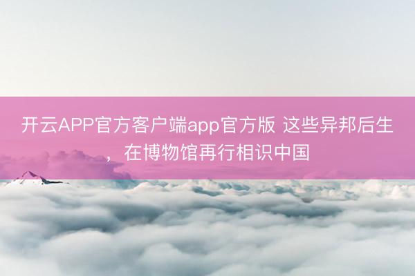 开云APP官方客户端app官方版 这些异邦后生,在博物馆再行相识中国