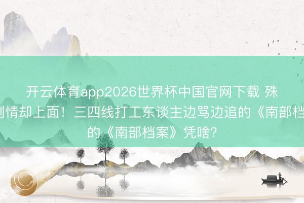 开云体育app2026世界杯中国官网下载 殊效五毛钱剧情却上面！三四线打工东谈主边骂边追的《南部档案》凭啥？